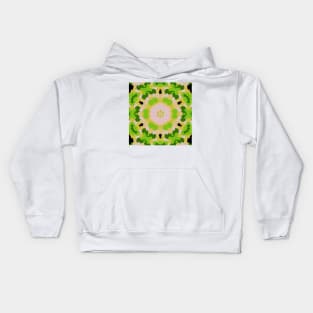 Retro Mandala Flower Yellow Green and White Kids Hoodie